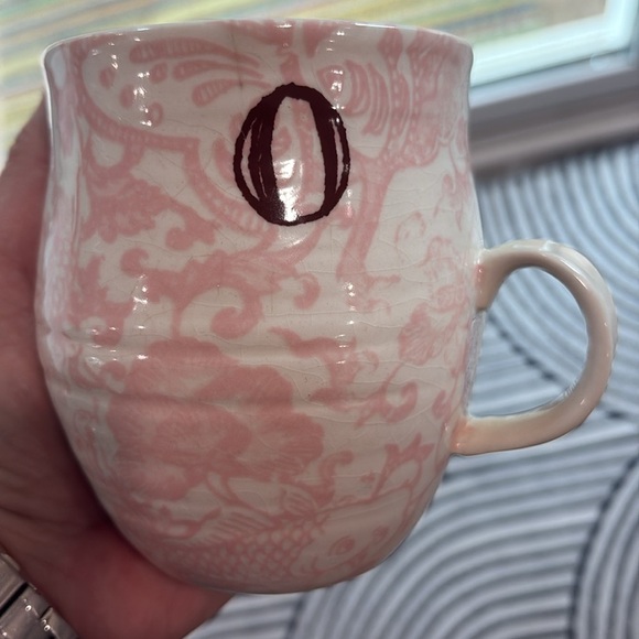 ANTHROPOLOGIE Homegrown Green Floral Initial O Monogram Coffee Mug Tea Cup - Picture 6 of 7